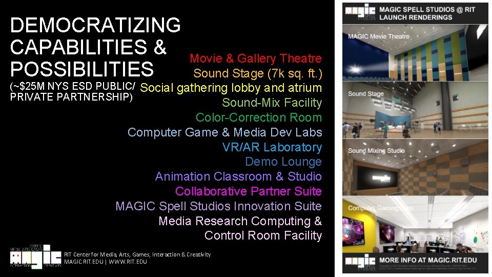 DEMOCRATIZING CAPABILITIES & Movie & Gallery Theatre POSSIBILITIES Sound Stage (7 k sq. ft.