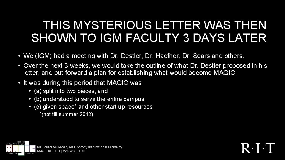 THIS MYSTERIOUS LETTER WAS THEN SHOWN TO IGM FACULTY 3 DAYS LATER • We