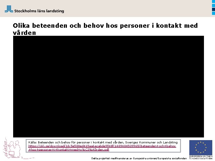 Olika beteenden och behov hos personer i kontakt med vården Källa: Beteenden och behov