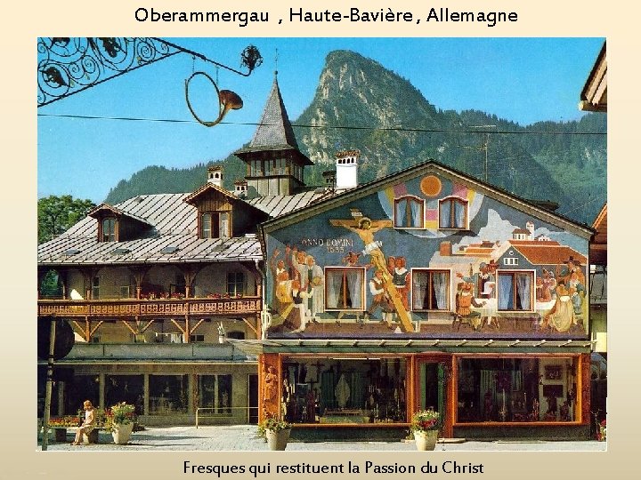 Oberammergau , Haute-Bavière , Allemagne Fresques qui restituent la Passion du Christ 