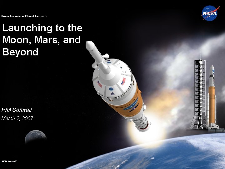 National Aeronautics and Space Administration Launching to the Moon, Mars, and Beyond Phil Sumrall
