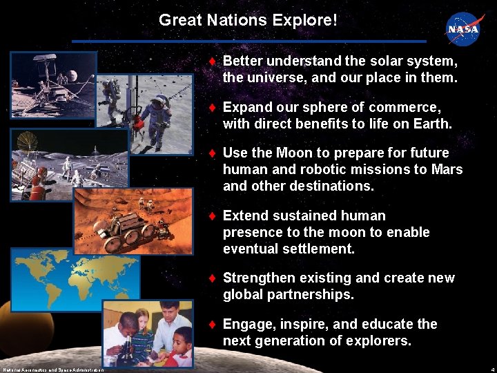Great Nations Explore! Better understand the solar system, the universe, and our place in