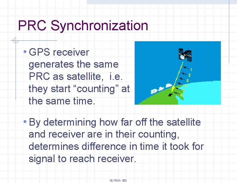 PRC Synchronization • GPS receiver generates the same PRC as satellite, i. e. they