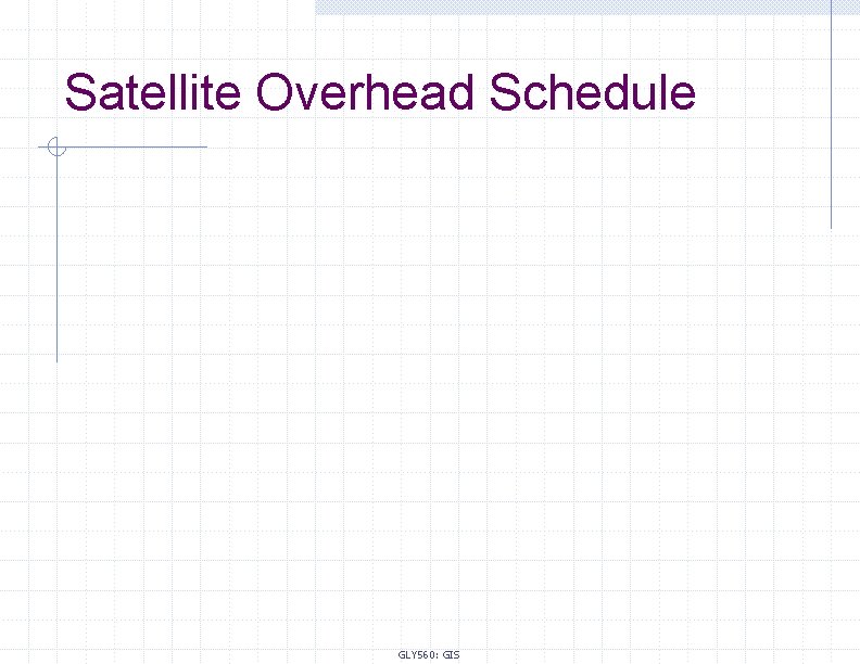 Satellite Overhead Schedule GLY 560: GIS 