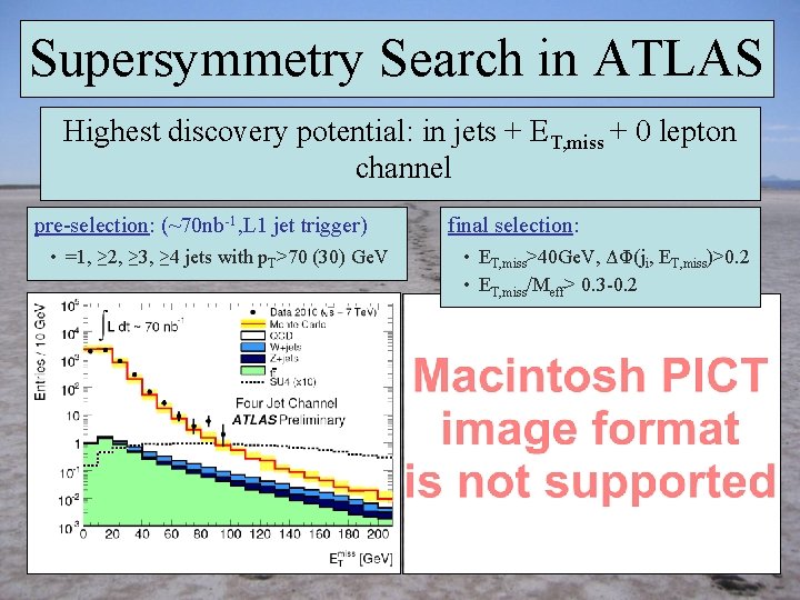 Supersymmetry Search in ATLAS Highest discovery potential: in jets + ET, miss + 0