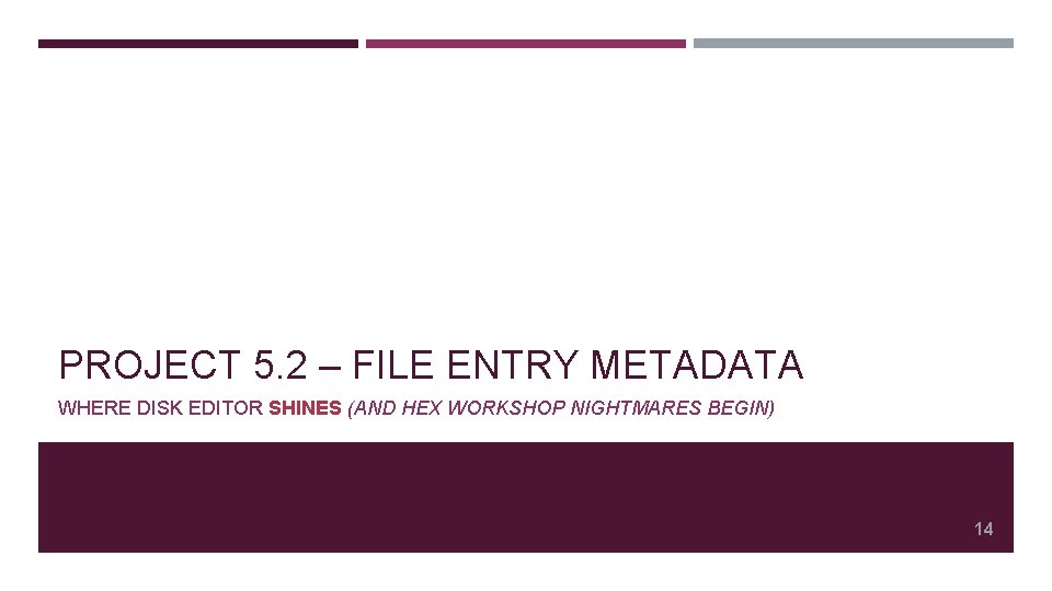 PROJECT 5. 2 – FILE ENTRY METADATA WHERE DISK EDITOR SHINES (AND HEX WORKSHOP