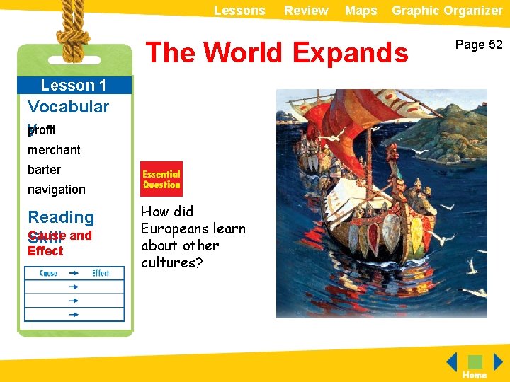 Lessons Review Maps Graphic Organizer The World Expands Lesson 1 Vocabular y profit merchant