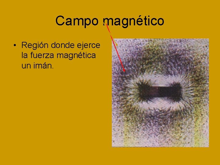 Campo magnético • Región donde ejerce la fuerza magnética un imán. 