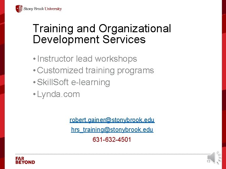 Training and Organizational Development Services • Instructor lead workshops • Customized training programs •