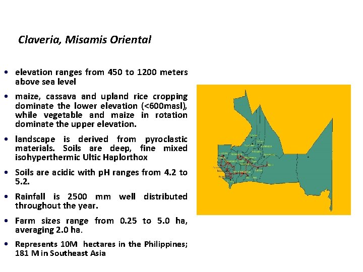 Claveria, Misamis Oriental • elevation ranges from 450 to 1200 meters above sea level