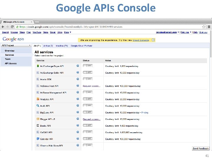 Google APIs Console 41 Google APIs Console 41