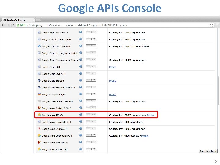 Google APIs Console 42 Google APIs Console 42
