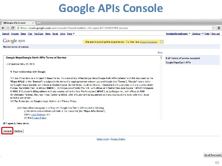 Google APIs Console 43 Google APIs Console 43