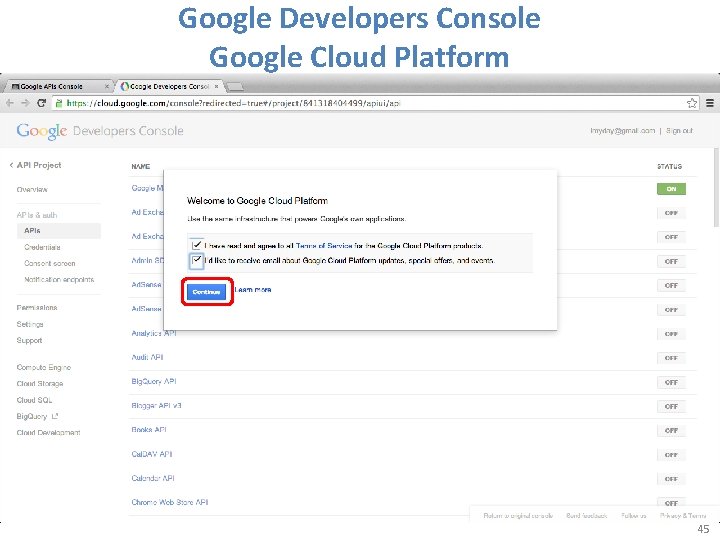 Google Developers Console Google Cloud Platform 45 Google Developers Console Google Cloud Platform 45