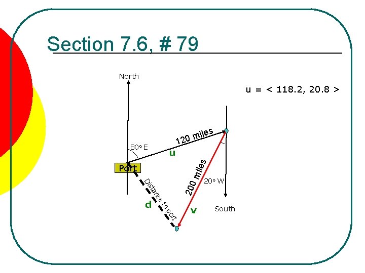 Section 7. 6, # 79 North u = < 118. 2, 20. 8 >