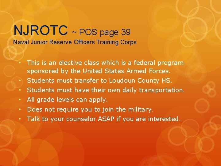NJROTC ~ POS page 39 Naval Junior Reserve Officers Training Corps • This is