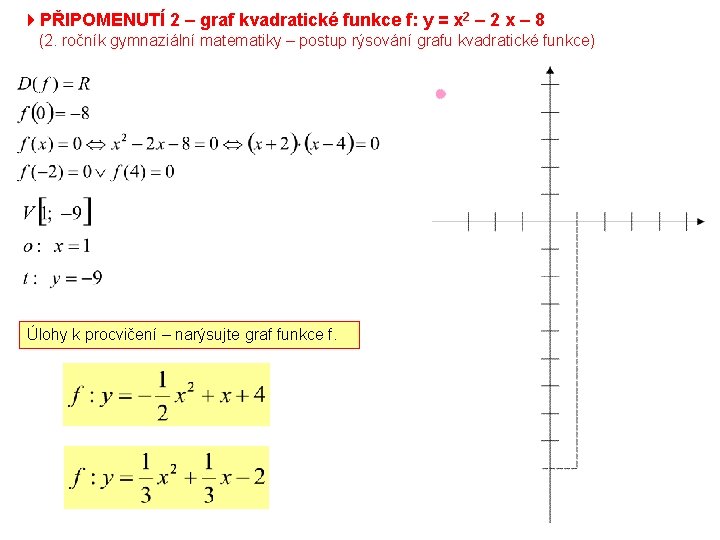 4 PŘIPOMENUTÍ 2 – graf kvadratické funkce f: y = x 2 – 2