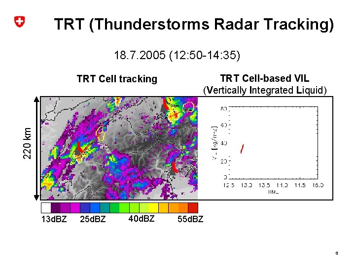 TRT (Thunderstorms Radar Tracking) 18. 7. 2005 (12: 50 -14: 35) TRT Cell-based VIL