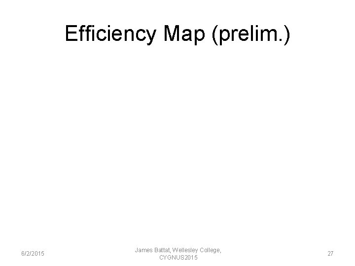 Efficiency Map (prelim. ) 6/2/2015 James Battat, Wellesley College, CYGNUS 2015 27 