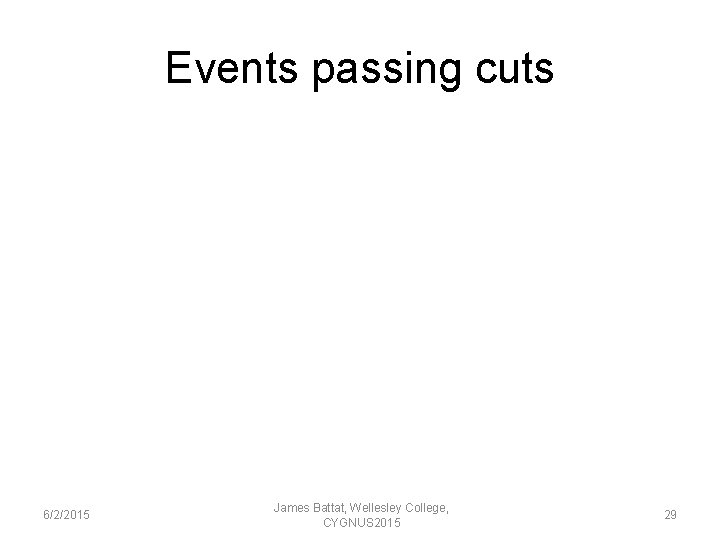 Events passing cuts 6/2/2015 James Battat, Wellesley College, CYGNUS 2015 29 