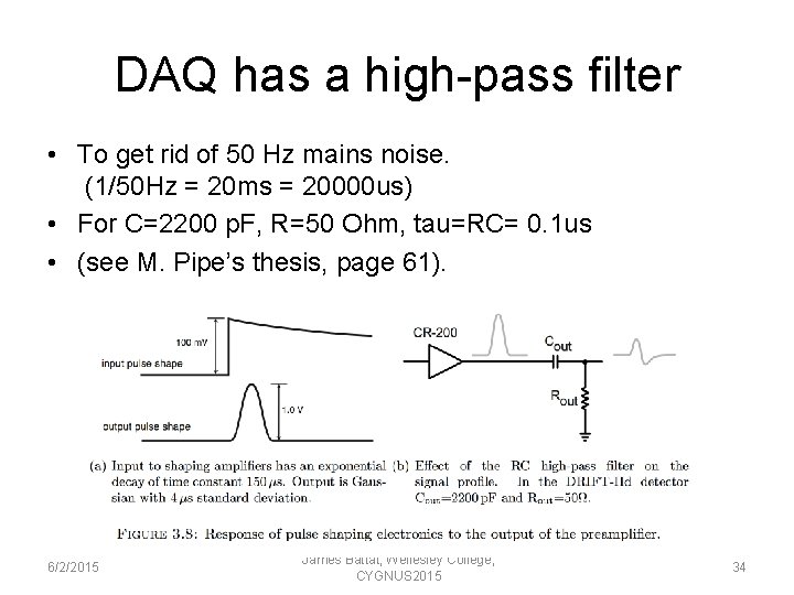 DAQ has a high-pass filter • To get rid of 50 Hz mains noise.