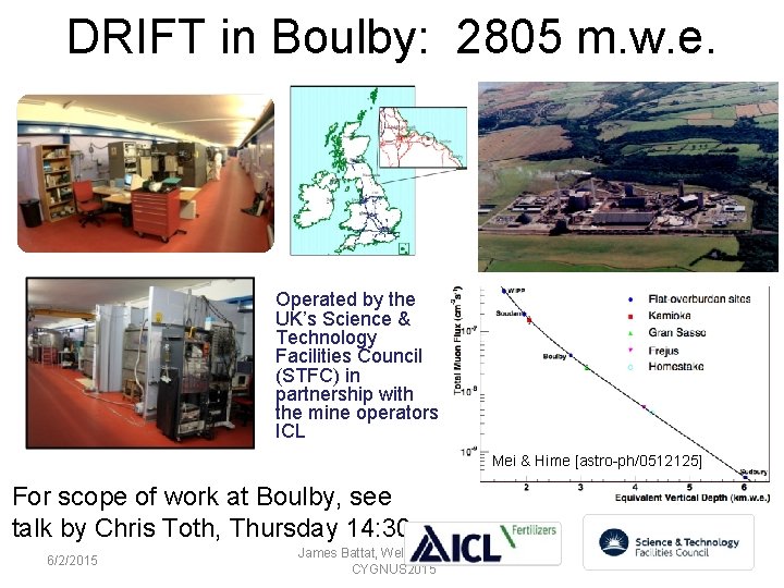 DRIFT in Boulby: 2805 m. w. e. Operated by the UK’s Science & Technology