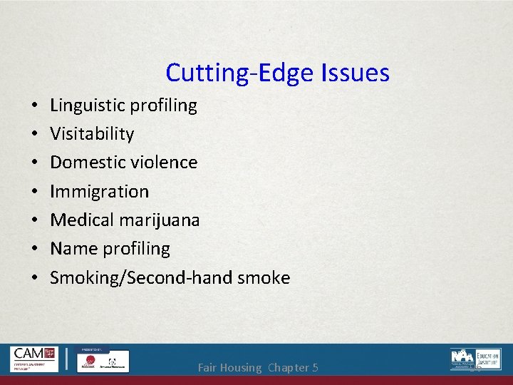 Cutting-Edge Issues • • Linguistic profiling Visitability Domestic violence Immigration Medical marijuana Name profiling