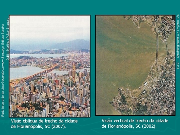 Visão oblíqua de trecho da cidade de Florianópolis, SC (2007). Visão vertical de trecho