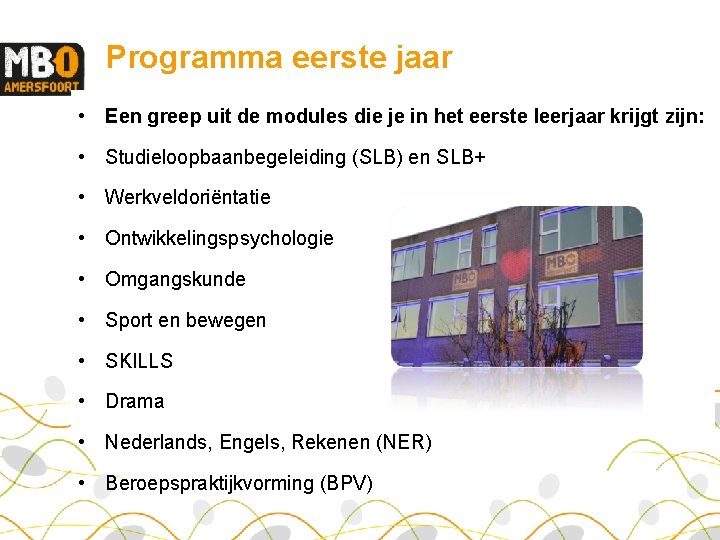 Programma eerste jaar • Een greep uit de modules die je in het eerste