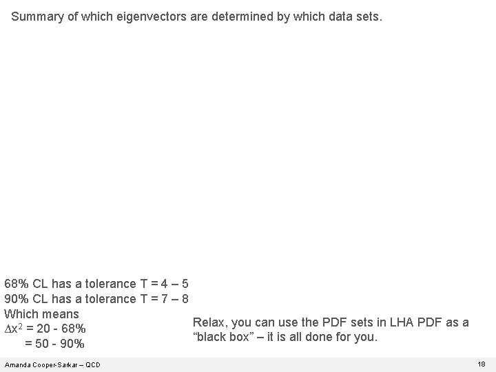 Summary of which eigenvectors are determined by which data sets. 68% CL has a