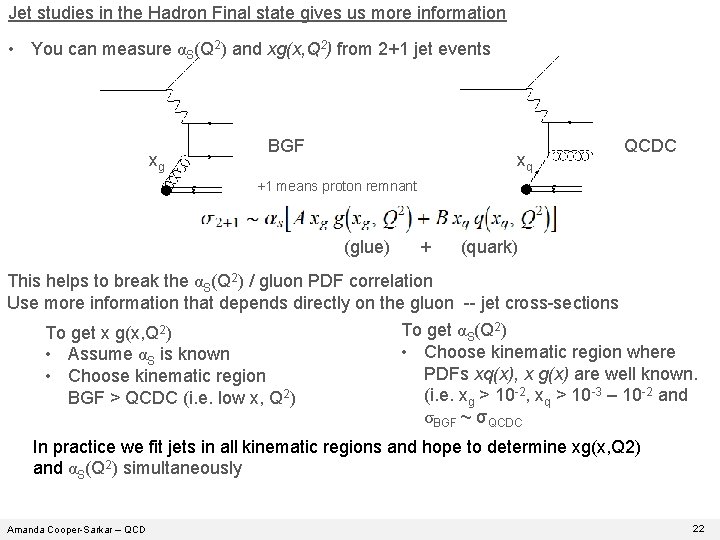 Jet studies in the Hadron Final state gives us more information • You can Jet studies in the Hadron Final state gives us more information • You can