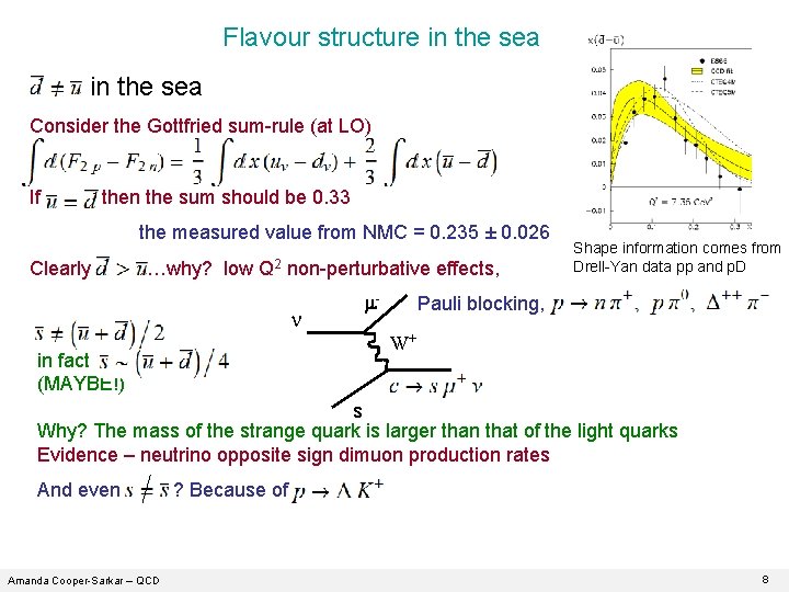 Flavour structure in the sea dbar in the sea Consider the Gottfried sum-rule (at Flavour structure in the sea dbar in the sea Consider the Gottfried sum-rule (at