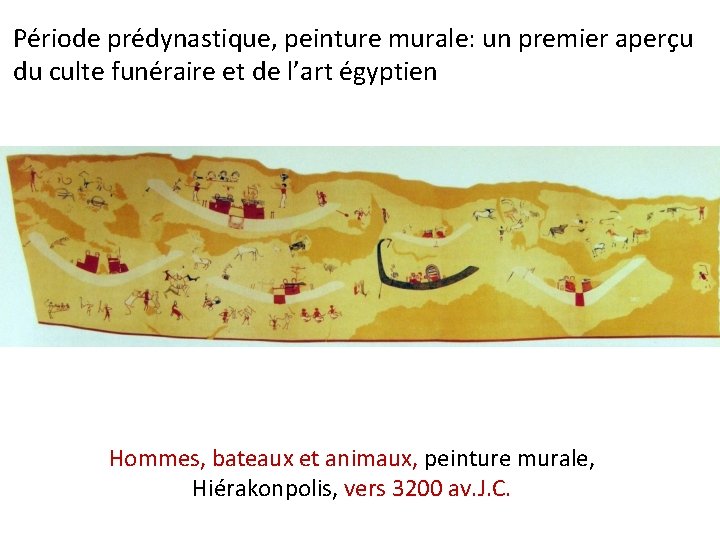 Période prédynastique, peinture murale: un premier aperçu du culte funéraire et de l’art égyptien Période prédynastique, peinture murale: un premier aperçu du culte funéraire et de l’art égyptien