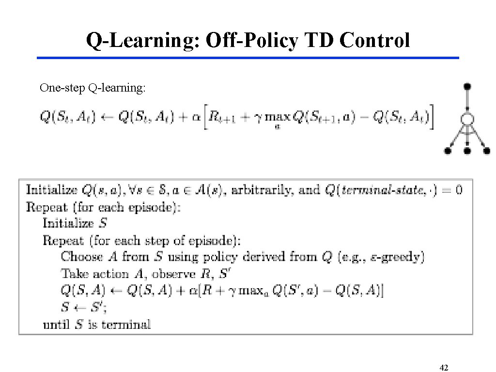 Q-Learning: Off-Policy TD Control One-step Q-learning: 42 