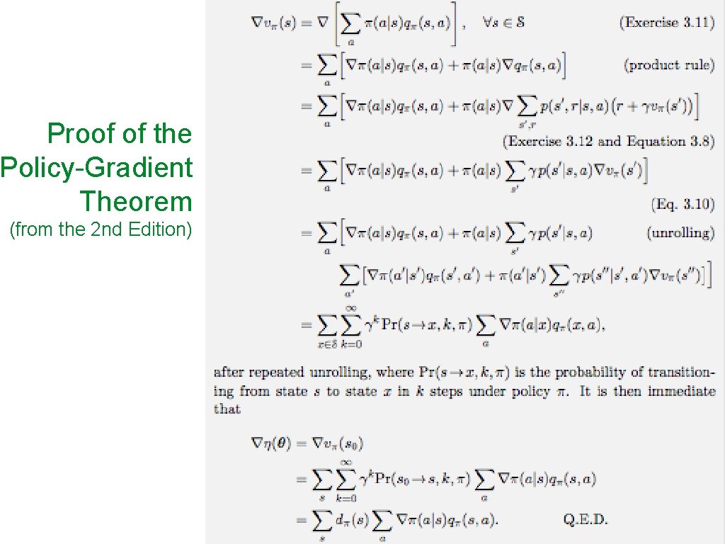 Proof of the Policy-Gradient Theorem (from the 2 nd Edition) 