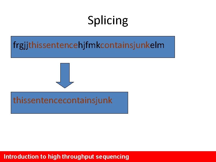Splicing frgjjthissentencehjfmkcontainsjunkelm thissentencecontainsjunk Introduction to high throughput sequencing 