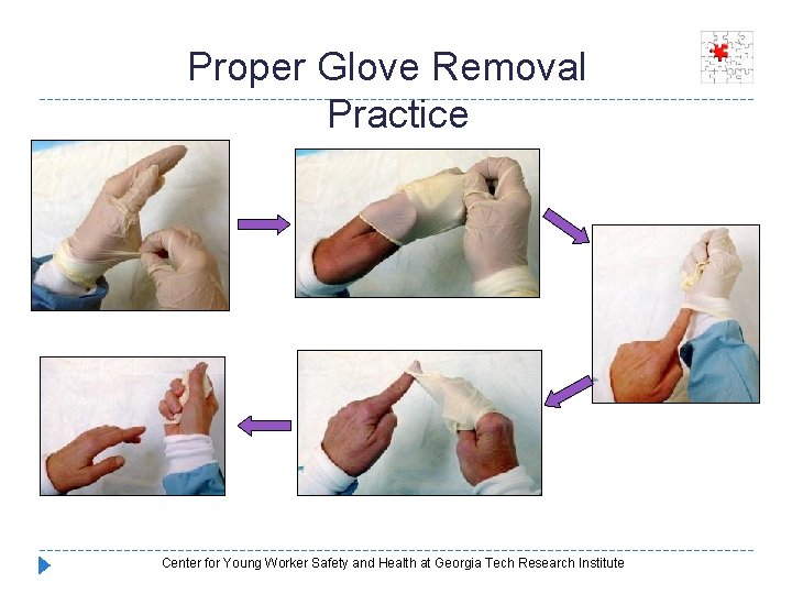 Proper Glove Removal Practice Center for Young Worker Safety and Health at Georgia Tech Proper Glove Removal Practice Center for Young Worker Safety and Health at Georgia Tech