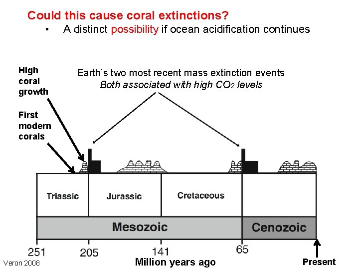 Could this cause coral extinctions? • High coral growth A distinct possibility if ocean