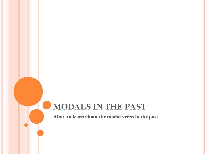 MODALS IN THE PAST Aim: to learn about the modal verbs in the past