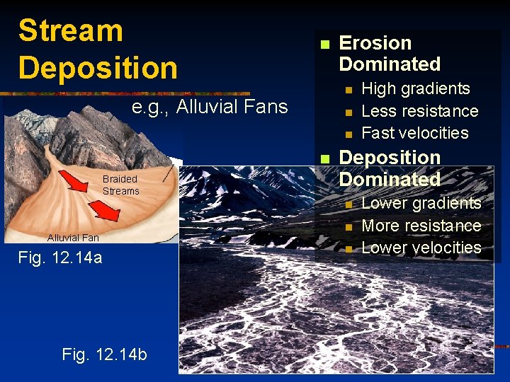 Stream Deposition n Erosion Dominated n e. g. , Alluvial Fans n n n