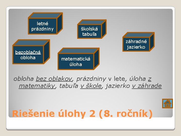 letné prázdniny bezoblačná obloha školská tabuľa záhradné jazierko matematická úloha obloha bez oblakov, prázdniny