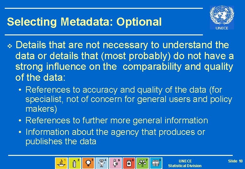 Selecting Metadata: Optional v Details that are not necessary to understand the data or