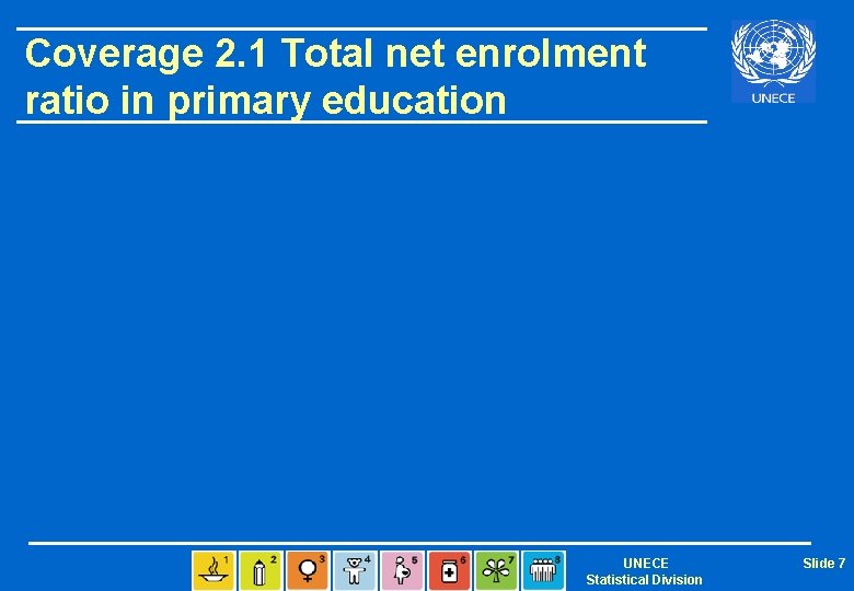 Coverage 2. 1 Total net enrolment ratio in primary education UNECE Statistical Division Slide