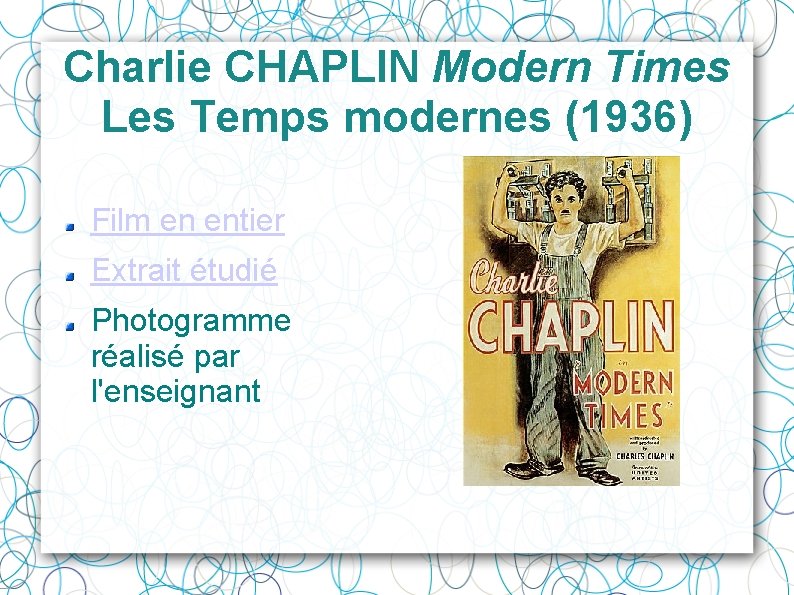 Charlie CHAPLIN Modern Times Les Temps modernes (1936) Film en entier Extrait étudié Photogramme