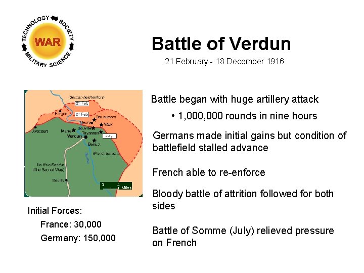 Battle of Verdun 21 February - 18 December 1916 Battle began with huge artillery