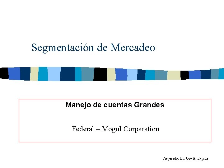 Segmentación de Mercadeo Manejo de cuentas Grandes Federal – Mogul Corparation Preparado: Dr. José