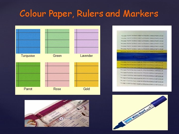 Colour Paper, Rulers and Markers 