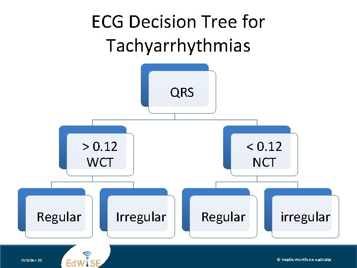 ECG Decision Tree for Tachyarrhythmias QRS > 0. 12 WCT Regular October 20 Irregular