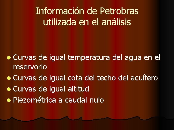 Información de Petrobras utilizada en el análisis l Curvas de igual temperatura del agua