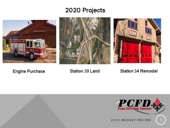 2020 Projects Engine Purchase Station 39 Land Station 34 Remodel 2020 BUDGET REVIEW 5